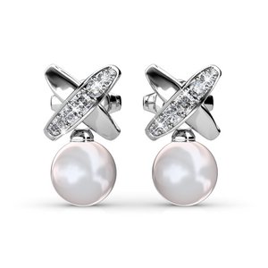 Boucles d'oreilles Chris Pearl - ArgentÃ© et Cristal