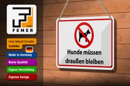 Tin sign notice 18x12cm dogs must stay outside decoration