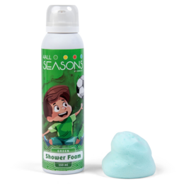  Shower foam in a green bottle with a cartoon character, designed for kids. Includes scented, foaming shower product.
