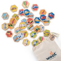 Memory-Spiel aus Holz mit Fahrzeugen