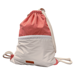  Colorful drawstring gym bag in yellow, blue, green, purple, and pink colors. Made of durable fabric with a zippered compartment for storage.