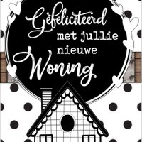 Small card 5 by 8.5 cm with text thank you congratulations on your new home.