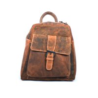 Buffalo Leather Backpack In 3 Colors - This Compact Backpack Has Adjustable Shoulder Straps And A Loop
