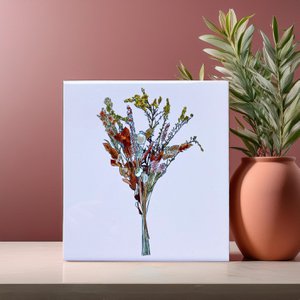 Keramiek tegel droogbloemen boeket