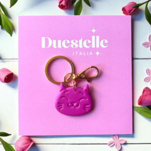 Pink Cat - Keyring with Charm