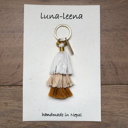 Tornario Luna -Leena Nappe marroni - fascino della borsa - cotone biologico - fatto a mano in Nepal - gancio di borsa