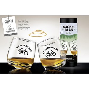 2tlg. Set Wackelglas Fahrradliebe klar H. 8,5 cm, VE 3