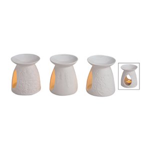 Geurlamp wit van porselein, 3 assorti (B/H/D) 10,5x12,5x10 cm