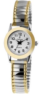 Classique women's watch with stainless steel pull bracelet, bicolor