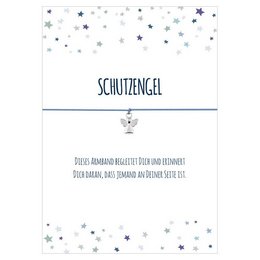 Charm bracelet with guardian angel pendant in black, pink, turquoise, rose, and light blue colors.