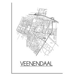 Veenendaal map poster, black and white, minimalist design, wall art for home or office decor.