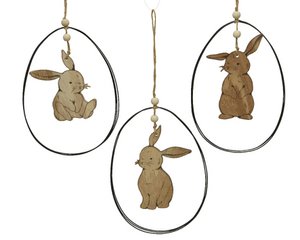 Rabbit plywood wood in metal ring