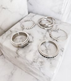R1067 Rolling Anxiety Fidget Ring Rose Gold Stålfarve