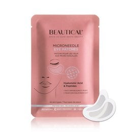Microneedle eye patches designed to reduce the appearance of crow's feet, under-eye bags, and nasolabial folds. Made with skin-nourishing ingredients.