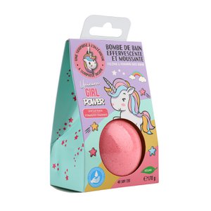 Unicorn, effervescent, foaming bathroom with a medallion, surprise, bath bombs, strawberry, pink, children, junior, vegan, 170 g,