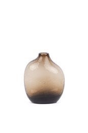 A tall, round glass vase with a brown ombre gradient effect, suitable for displaying flowers or decorative items.