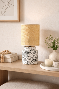 Black&white modern design lamp with rattan shade - Chic splattered