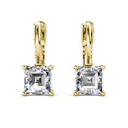 Quadratische Ohrringe – Gold und Kristall