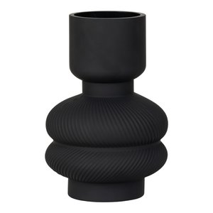 Vase - Black, Glass, Ø15x22cm