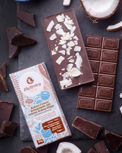 Kokosroomchocolade met kokosnootchips 80g - Veganistische chocolade, zonder toegevoegde suikers en glutenvrij - Klassiek