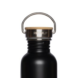 Rustfrit stål drikkeflaske bambus låg 500 ml stål SORT