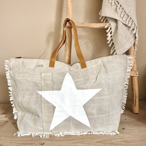 BohoBag star white (vintage light canvas) beachbag  NEW