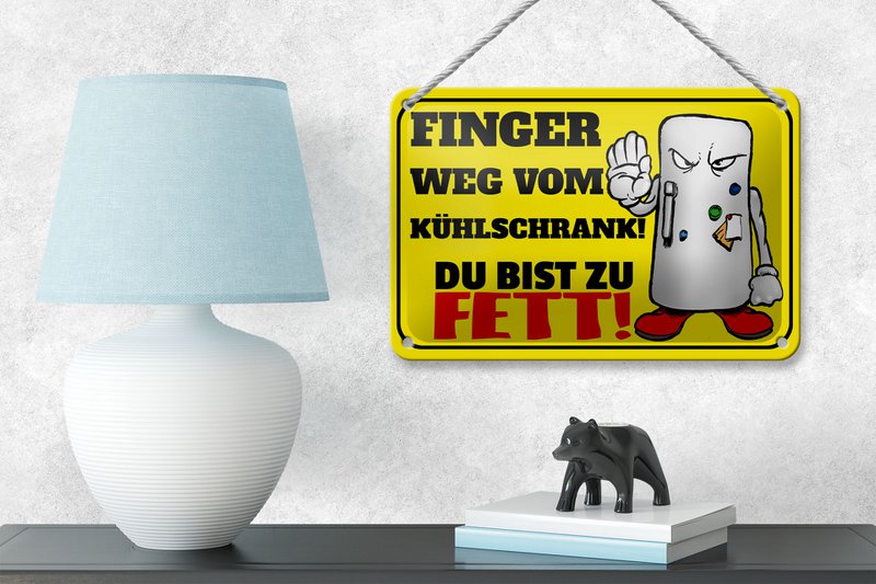 Tin sign saying 12x18cm Stay away from the fridge you decoration