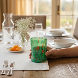 Verres Naif Tumbler en verre soufflé et fait main avec murrine de Murano, ligne « I Colori di Murano » 395 ml. Fabriqué en Italie