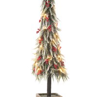 J-Line Dekoration Weihnachtsbaum Schnee - Kunststoff - Grün/Rot - XL - LED