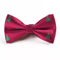 Bowtie "Raspberry red with X-mas trees"