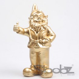  Gold gnome garden sculpture thumbs up cheerful standing figure outdoor decoration