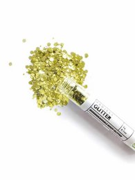  Shimmering gold eco-friendly glitter makeup for face and body. Sustainable, vegan, and cruelty-free.