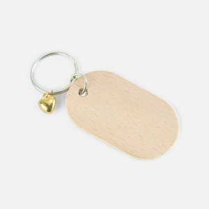 key ring wood oval with heart