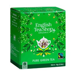 Organic green tea with 8 tea bags. The tea is fair trade and has a pure, natural flavor.