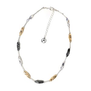 Metallic Bead Necklace with Tubes and Nuggets