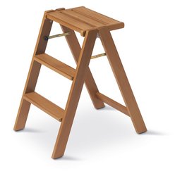 Wooden step stool in cherry wood finish, with a sturdy A-frame design and three steps for easy access.