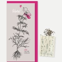 Wenskaart met zaden 'Hoera!'