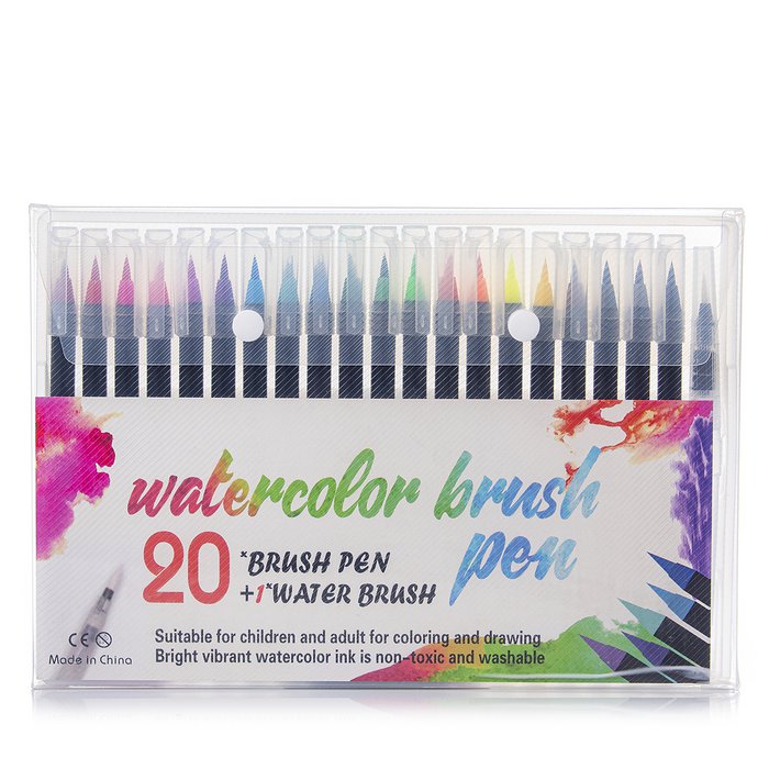 Achat Ensemble de 20 + 1 stylos à pointe pinceau aquarelle avec un pinceau  mélangeur d'eau. Pinceaux en nylon flexibles de qualité supérieure pour  Manga, dessins et calligraphie. Multicolore en gros
