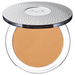 Pressed 4-in-1 powder in light tan shade for face. Provides coverage, color, and a natural finish.