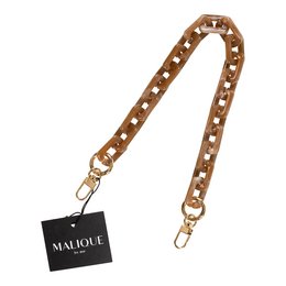 Brown leather strap with gold-tone star studs, suitable for use as a shoulder bag strap or accessory.