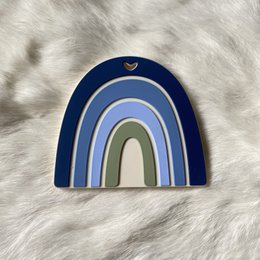  Bite Figure Rainbow Blue - Soft, textured teether in a rainbow design for soothing baby's gums.