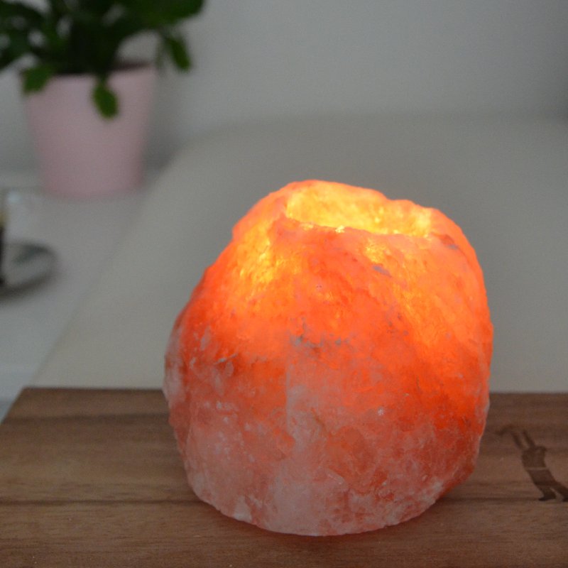 Bougeoir en Cristal de Sel d'Himalaya - Rock 1kg - Sculpté à la Main - Forme Naturelle - Idée Cadeau
