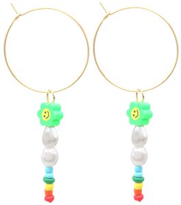 J-F8.2 E221-582-5 S. Steel Earrings Flower 3x7cm