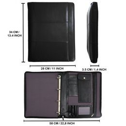 Læder skrivemappe venstrehåndet - Konferencemappe - Arbejdsbog Tablet Cover & Laptop Sleeve - Aftageligt ringbind A4
