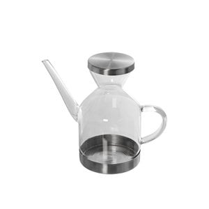 GLAZEN OLIECONTAINER MET BASIS EN STALEN DEKSEL 350 ML. _16X8X14CM ST10069