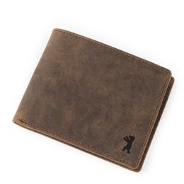  Classic leather wallet in brown tones, featuring multiple card slots and a flap for ID or other documents.