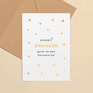Greeting card gold foil | Pregnant hearts