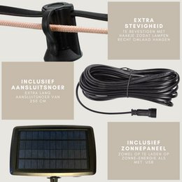 7,5 meter SOLAR lysledning med 25 LED lamper