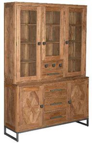 VITRINA TECA METAAL 160X40X175 MARRON OSCURO MB194544