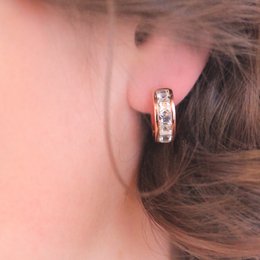 Aro Cuadrado Boucles d'oreilles - Or Rosé et Cristal